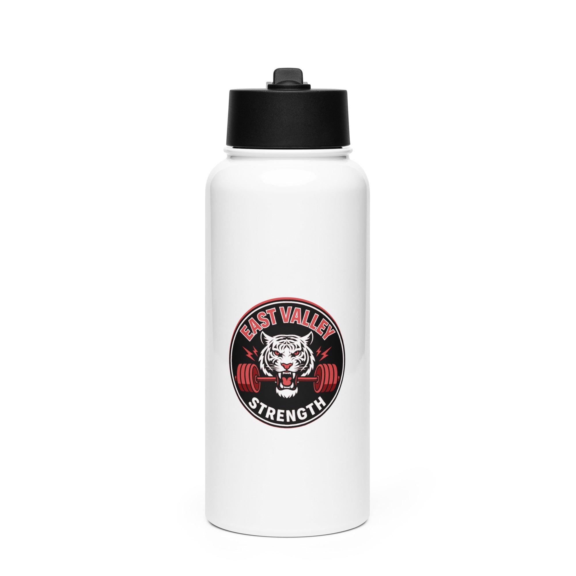 Stainless steel water bottle with a straw lid